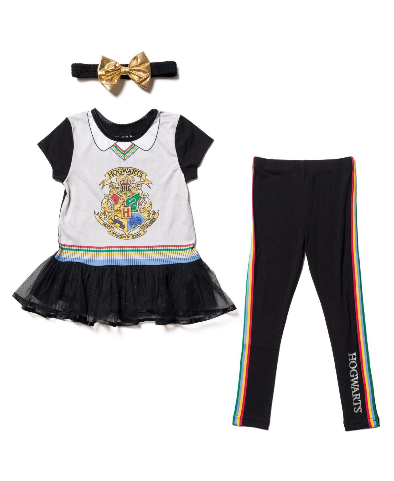 Girls Cosplay T-Shirt Dress Leggings and Headband 3 Piece Outfit Set