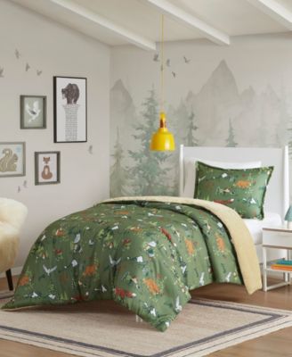 Intelligent Design Heath Forest Animals Plush Reversible 3-Pc. Comforter Set, Full/Queen