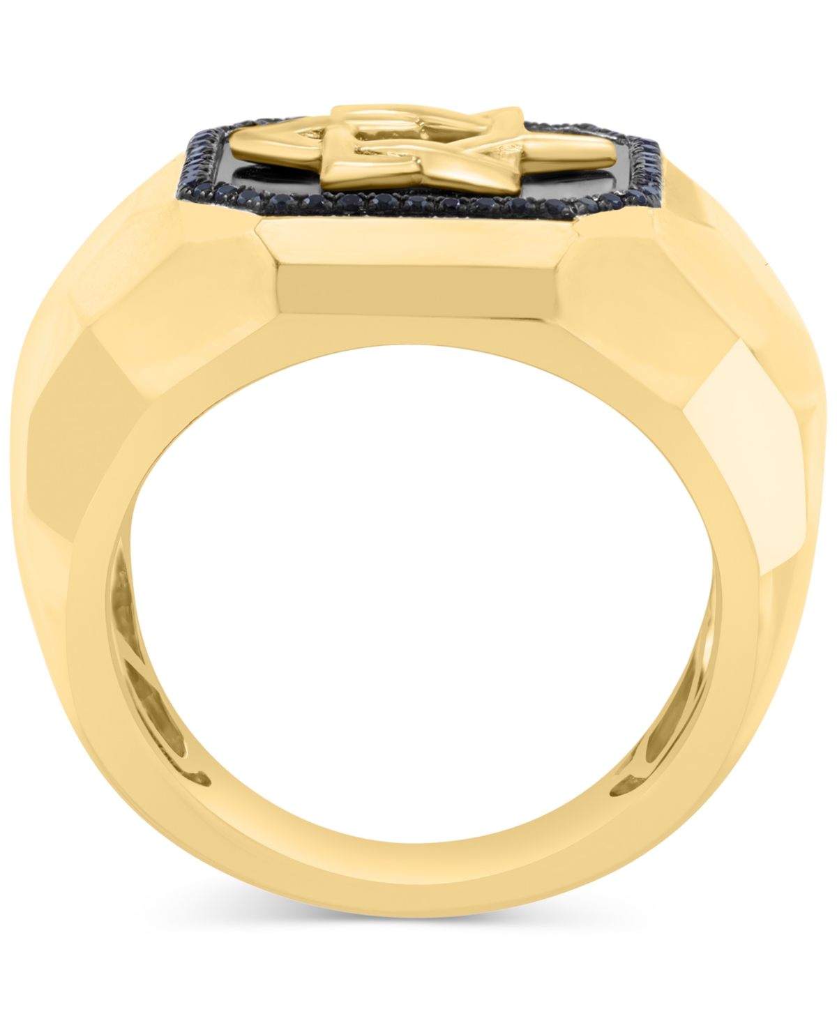 Effy Collection Effy Men's Onyx & Black Spinel (1/5 Ct. T.w.) Star Of David Ring In Sterling Silver & 14k Gold-plate In 14k Yellow