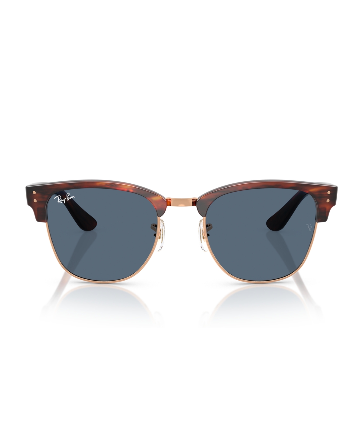 Ray Ban Unisex Clubmaster Reverse Sunglasses, Rbr0504s In Striped Havana On Rose Gold