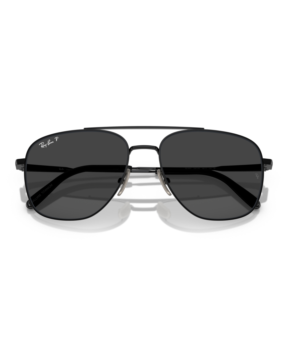 Ray Ban Unisex Polarized Sunglasses, William Titanium Rb8097 In Black