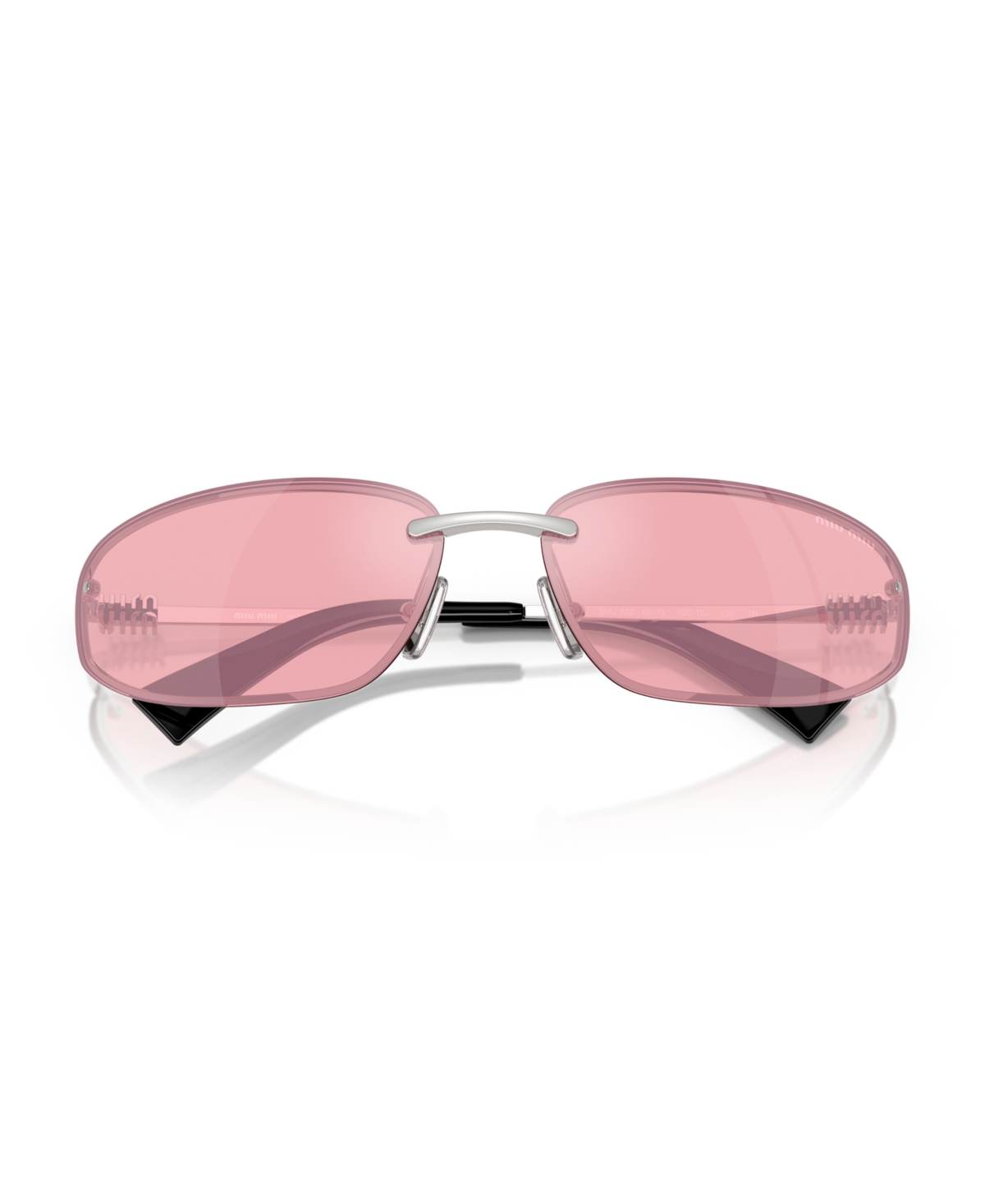 Miu Miu A50s Rimless Oval Metal Sunglasses In Pink,silver