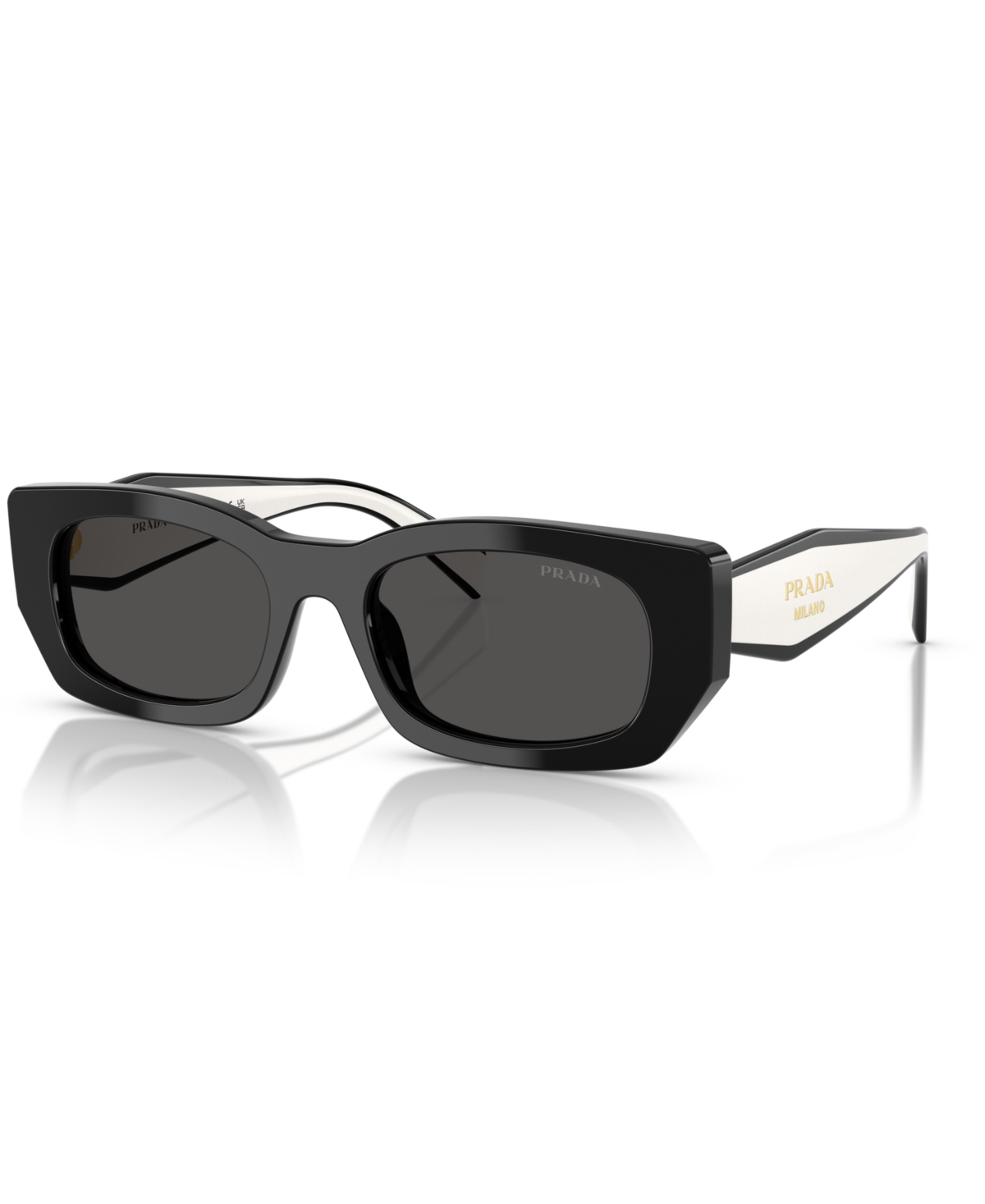 Prada Low Bridge Rectangular Unisex Sunglasses, Pr A01sf In Black