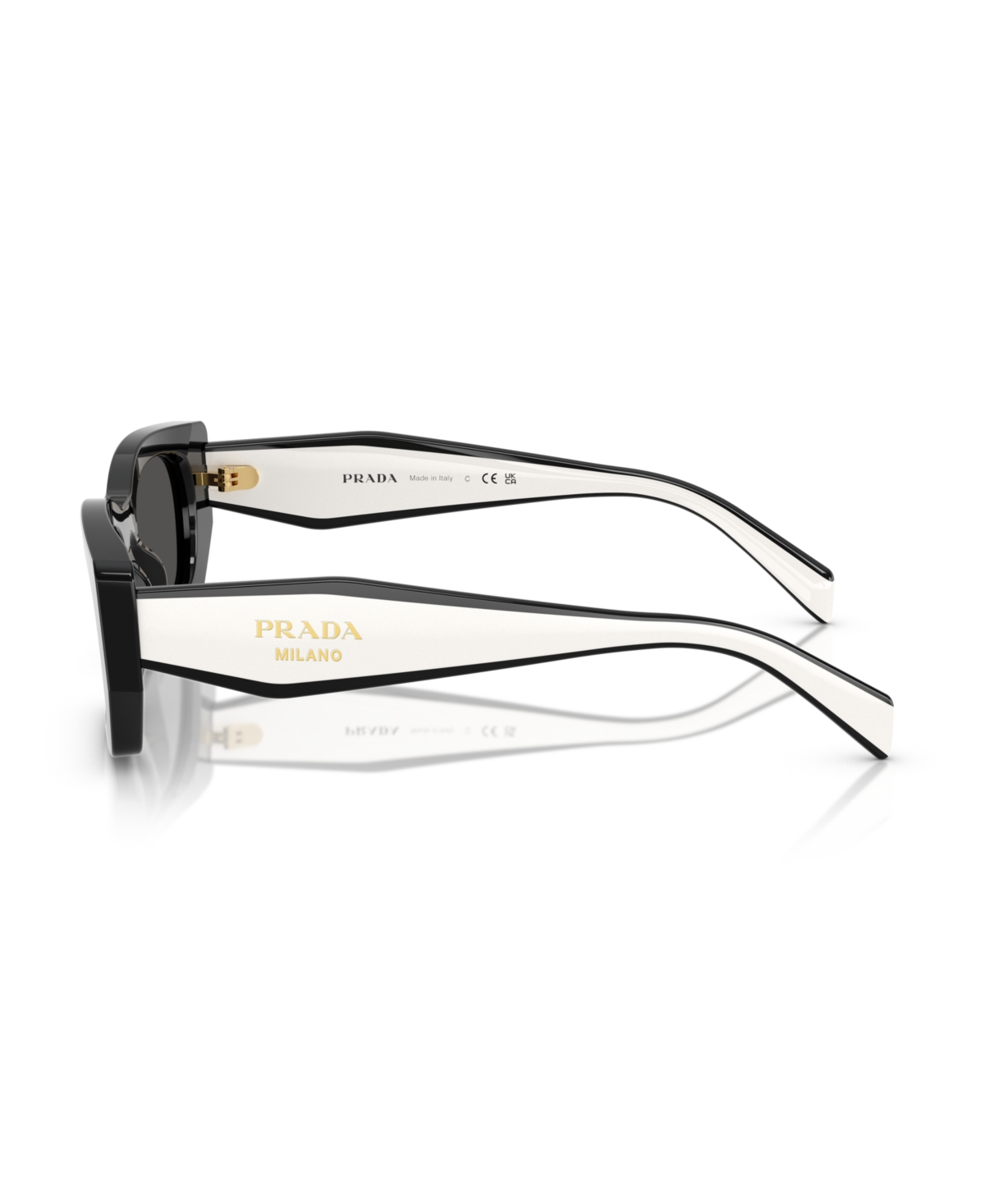 Prada Low Bridge Rectangular Unisex Sunglasses, Pr A01sf In Black