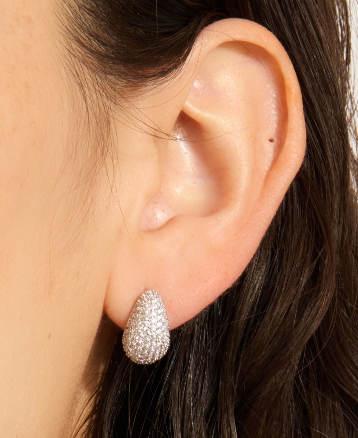 Adornia Sterling Silver Plated Teardrop Pave Earrings In Silver