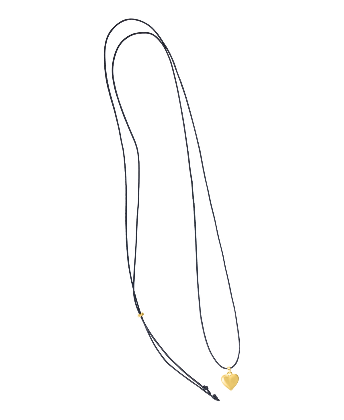 Adornia Gold Adjustable Puffy Heart With Black Chord Bolo Necklace In Gold