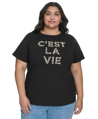 KARL LAGERFELD PARIS - Plus Size C'est La Vie Embellished T-Shirt