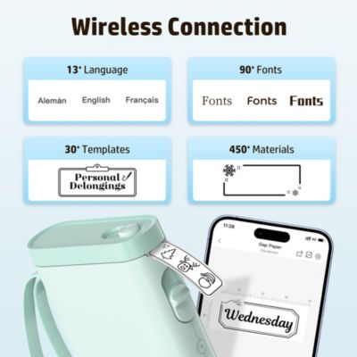 Label Maker Machine with Tape, P21-A Portable Bluetooth Label Printer, Wireless Built-in Cutter Sticker Maker Mini Label Makers with Multiple Templates for Organizing Storage Office Home, Green