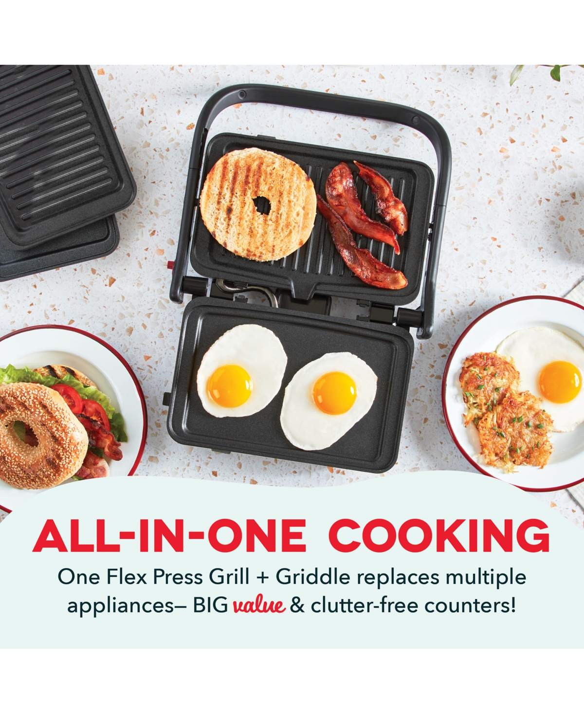 DASH FLEX PRESS ELECTRIC GRIDDLE & GRILL SYSTEM 