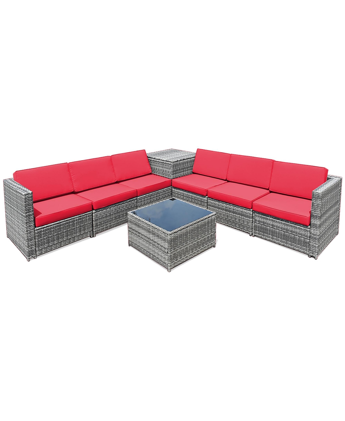 Costway 8 Pcs Wicker Sofa Rattan Furniture Set Patio Furniture w/ Storage Outdoor