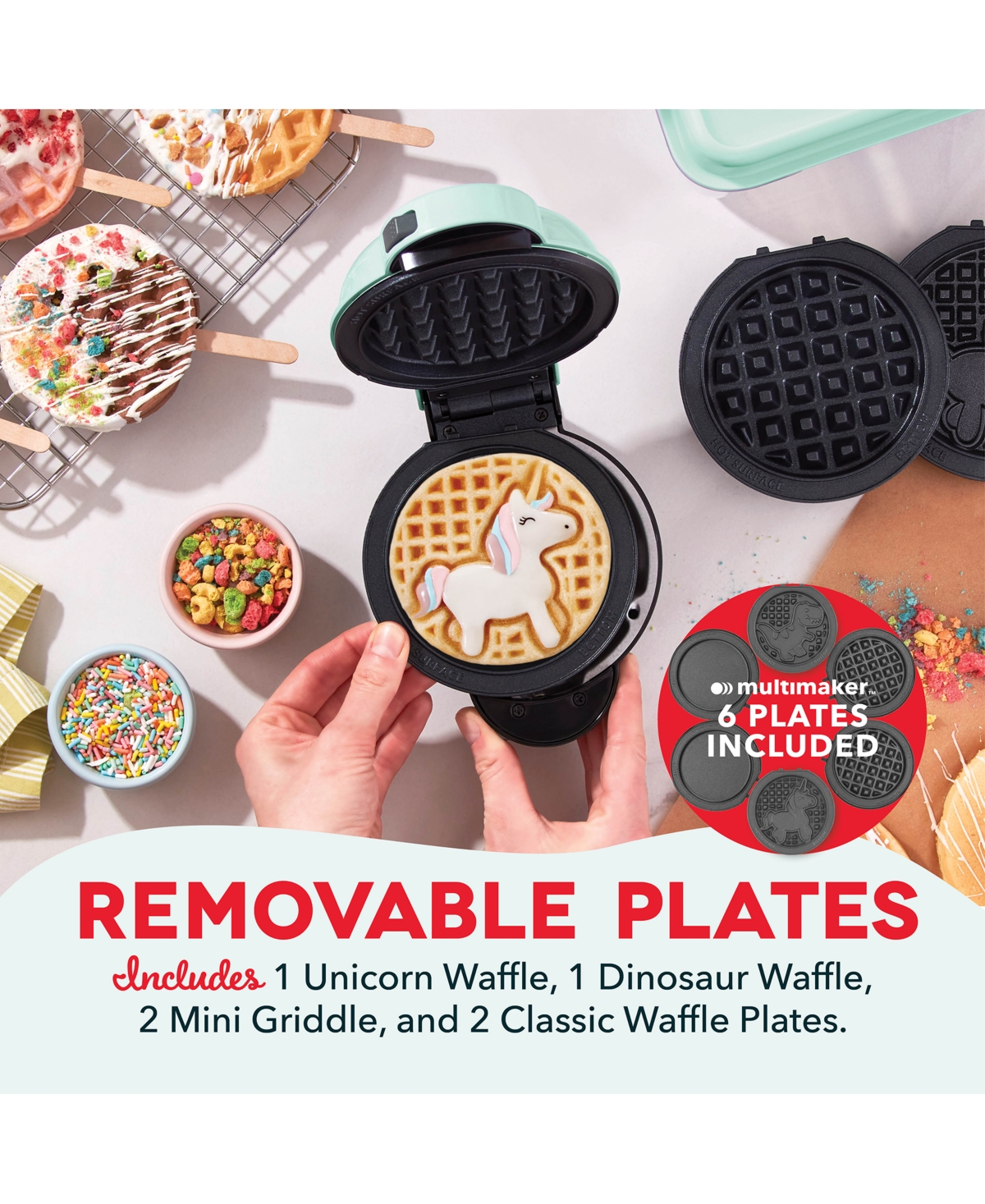 DASH MULTIMAKER WAFFLE & GRIDDLE MINI SYSTEM WITH REMOVABLE PLATES 