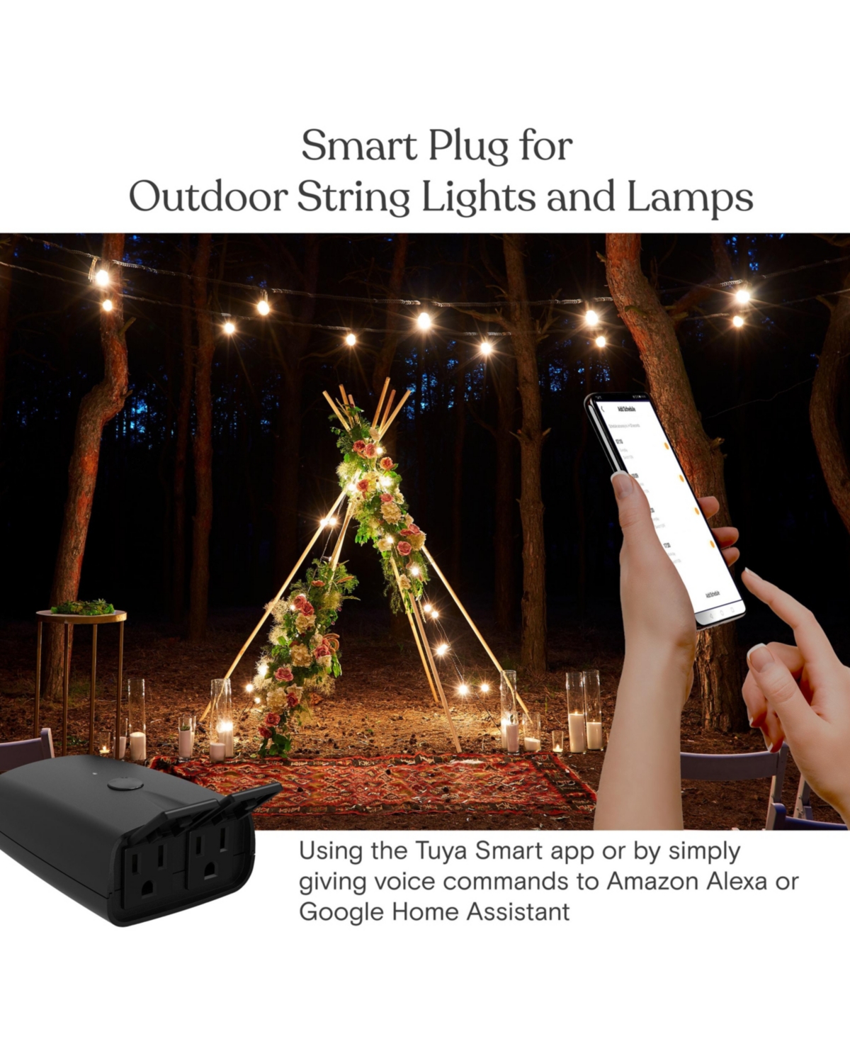 Brightech Smart Wi-Fi Dual-Socket Oudoor Plug with App Control, Timer, and Dimmer