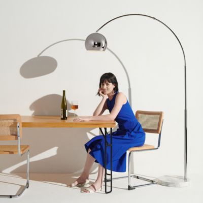 Olivia LED Contemporary Arc Floor Lamp with Heavy-Weighted Marble Base (75"), Bulb Included