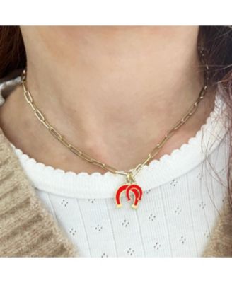 Coral Horseshoe Charm 14K Gold 9 millimeters