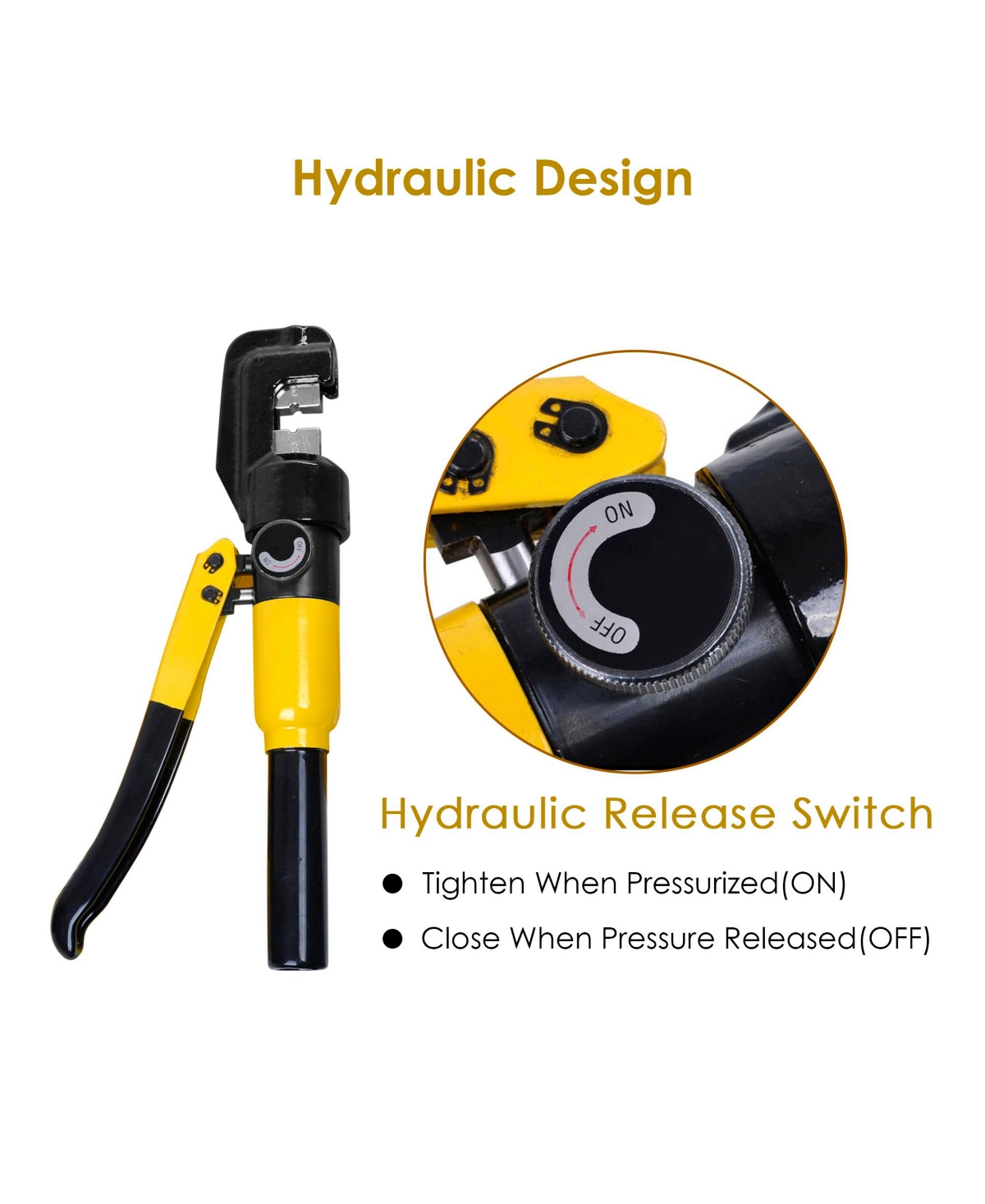 Yescom 10 Ton Hydraulic Wire Crimper Battery Cable Lug Terminal Crimping Tool with 9 Dies