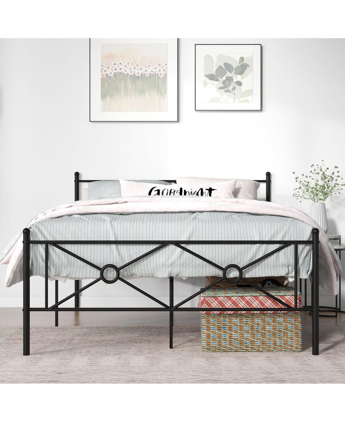 Gymax Size Metal Platform Bed Frame w/ Headboard Mattress Foundation- Black
