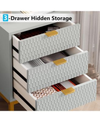 3-Drawer Nightstand, 25.8" Tall Modern Bedside Table, Large Side End Table with Storage Drawers for Bedroom