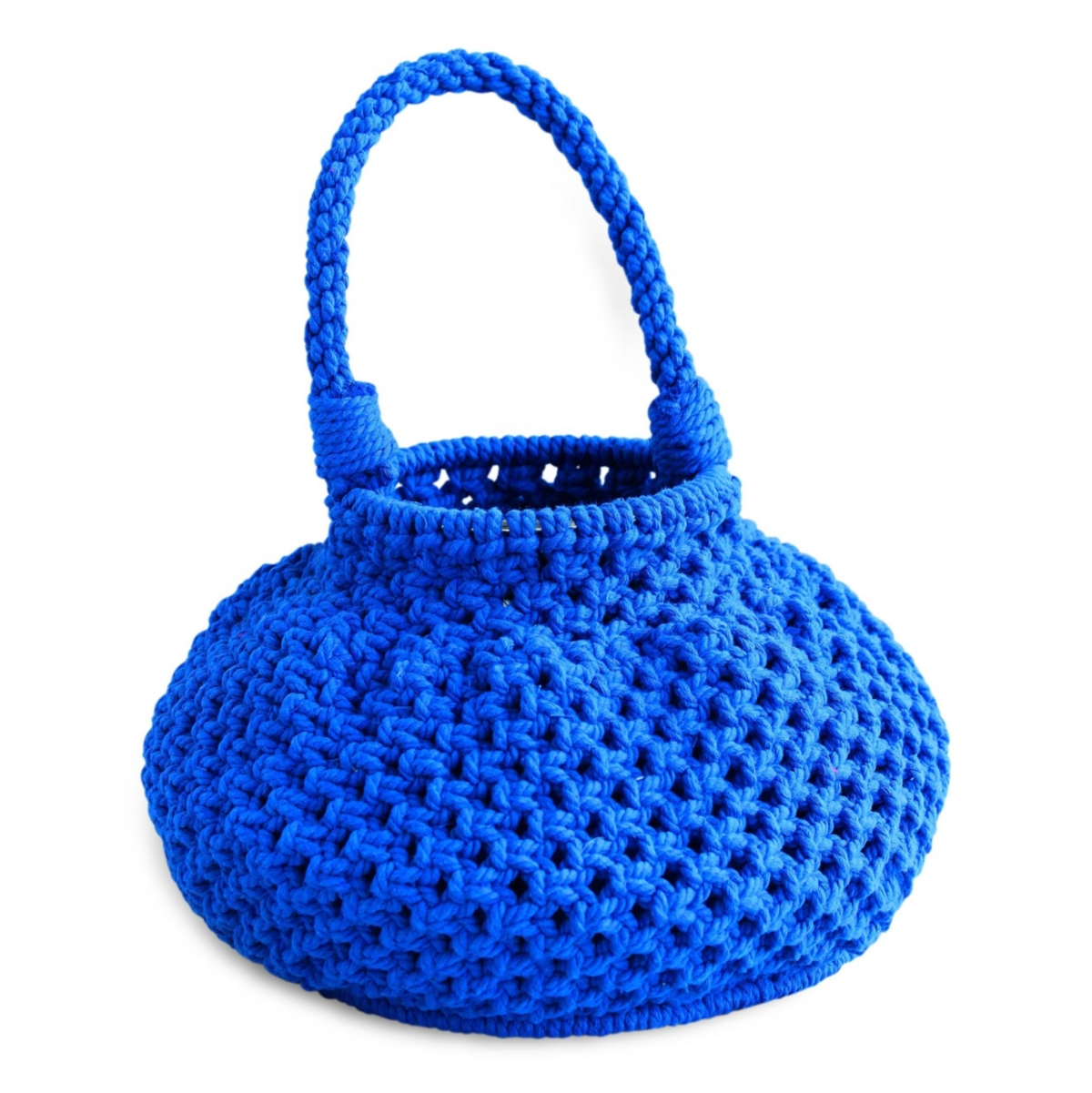 Brunna.co Azure Blue Naga Macrame Bucket Bag - Blue