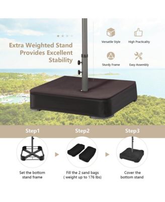 11 PCS Patio Dining Set with 15ft Double-Sided Patio Umbrella (Base Included)