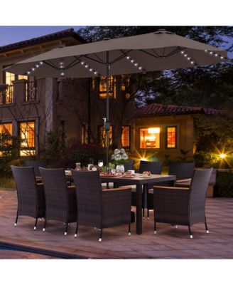 11 PCS Patio Dining Set with 15ft Double-Sided Patio Umbrella (Base Included)