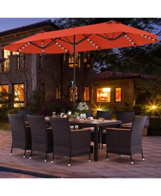 11 PCS Patio Dining Set with 15ft Double-Sided Patio Umbrella (Base Included)