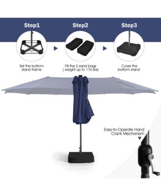 11 PCS Patio Dining Set with 15ft Double-Sided Patio Umbrella (Base Included)