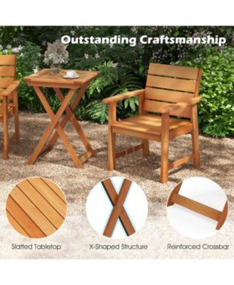 20 Inch Hardwood Patio Folding Table with Slatted Tabletop