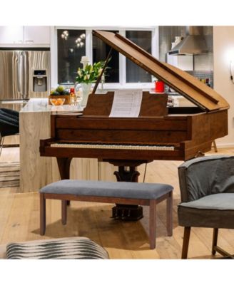 Upholstered Entryway Bench Footstool with Wood Legs