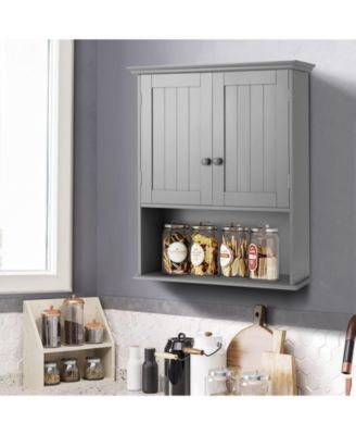 Wall Mount Bathroom Cabinet Storage Organizer with Doors and Shelves