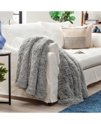 Premium Solid Faux Long Fur Throw Blanket - Soft, Fuzzy Throw Blanket - For Bed or Couch - 60" x 70" - Aubergine