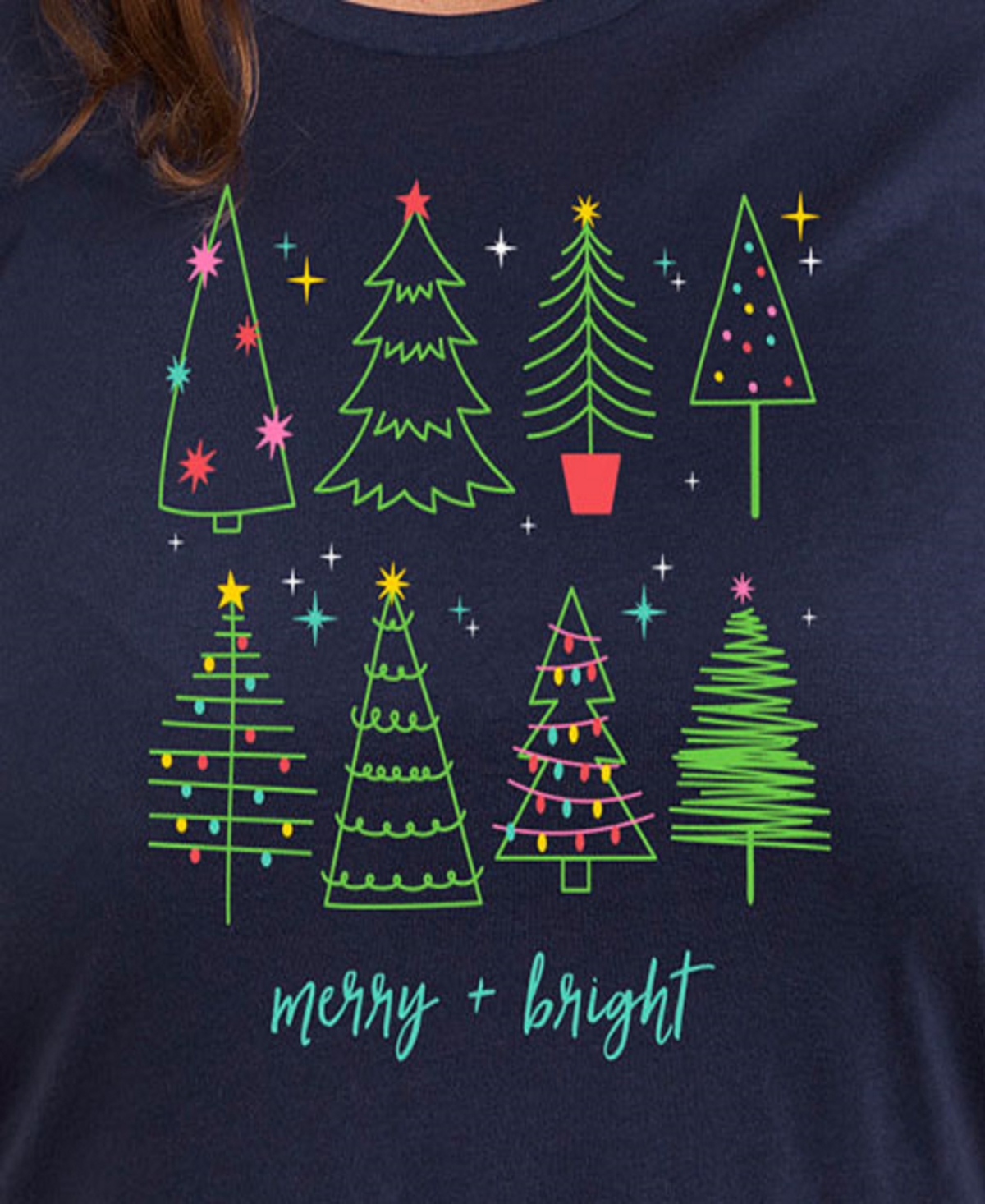 Hybrid Apparel Plus Size Christmas Trees Graphic T-shirt