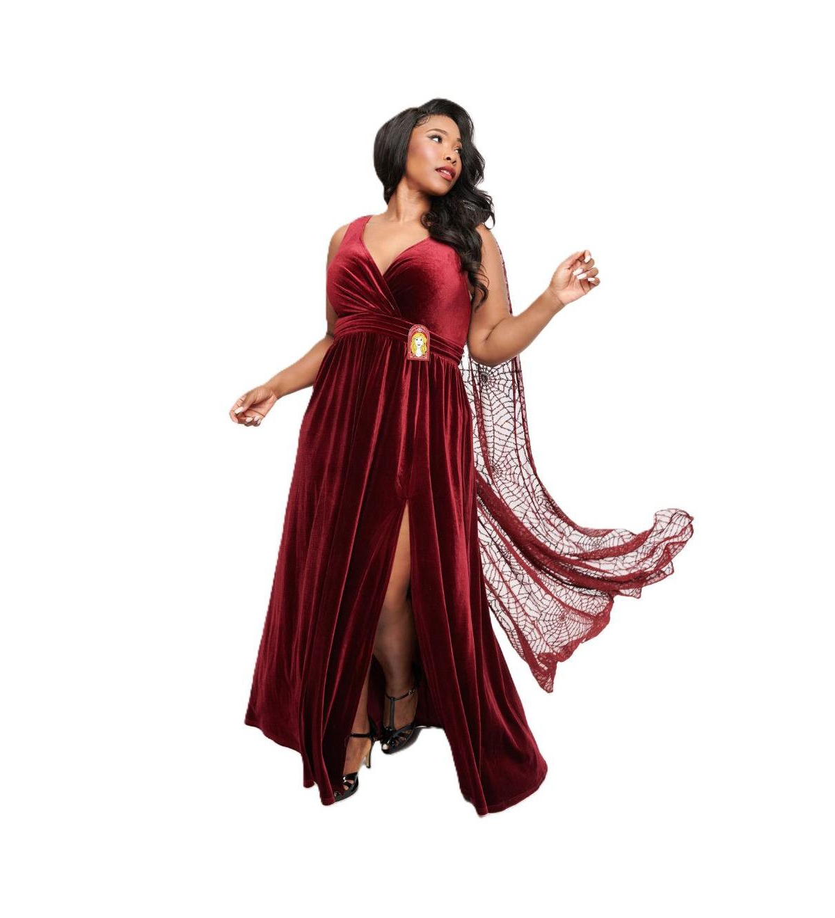 Unique Vintage Plus Size Velvet Cape Gown