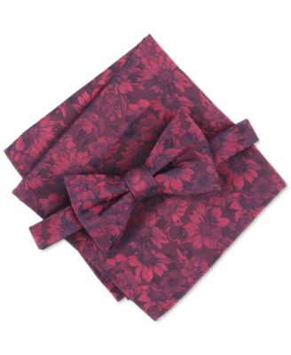 Bar III - Men's Amber Floral Bow Tie & Pocket Square Set