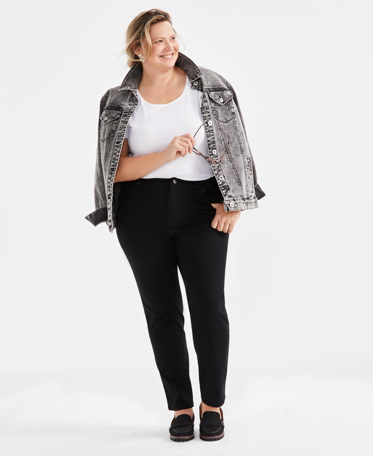 Plus Size High-Rise Straight-Leg Pants, Exclusively at Macy's - Industrial