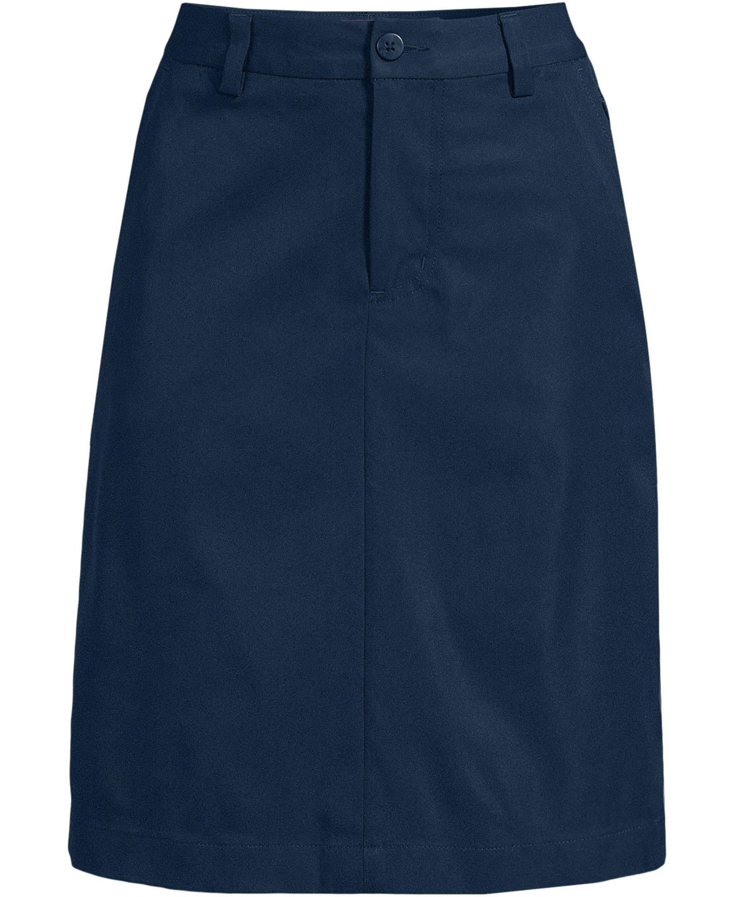 Женские юбки Lands' End Active Performance Chino Skort Top of the Knee, цвет: Тёмно-синий — фото 2