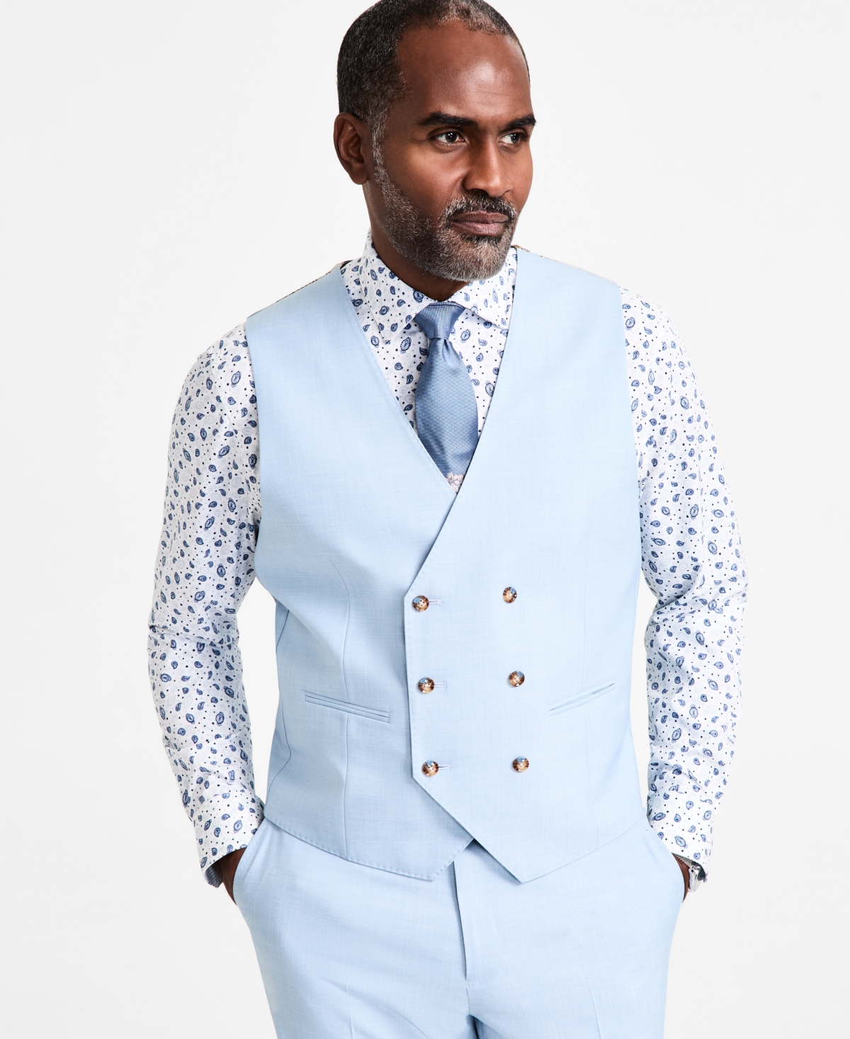 Men's Regular-Fit Suit Vest - Light Blue