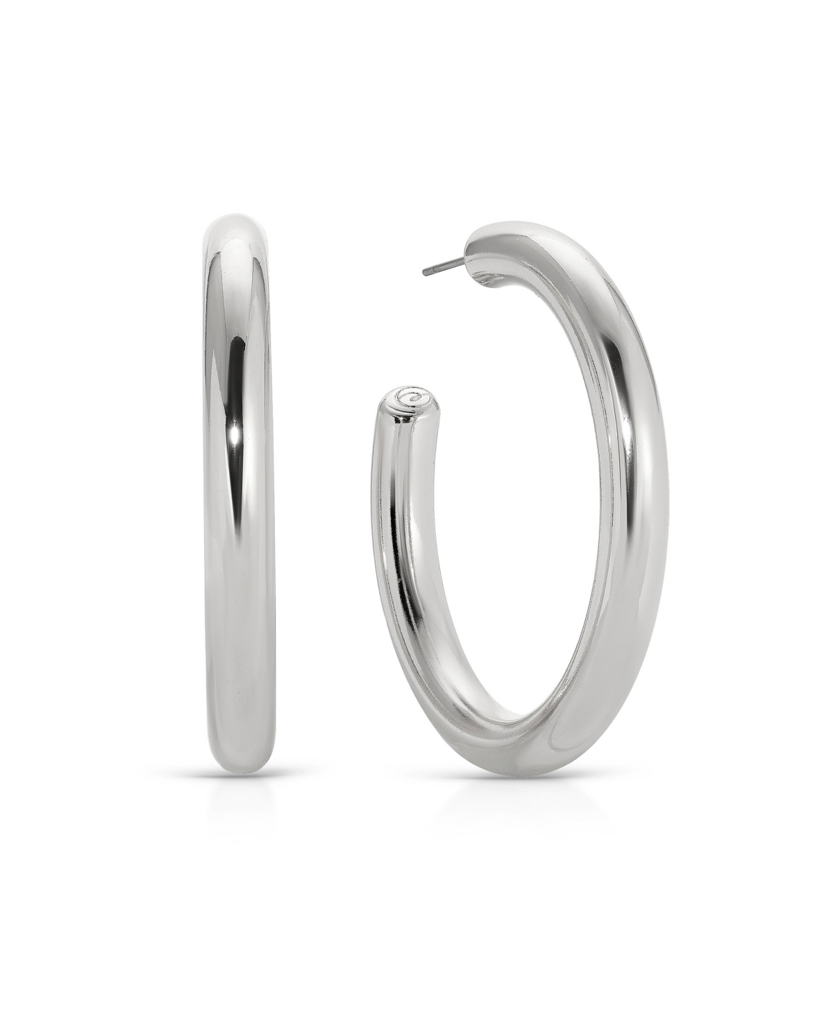 Ettika Large Thick Classic Hoops In Rhodium