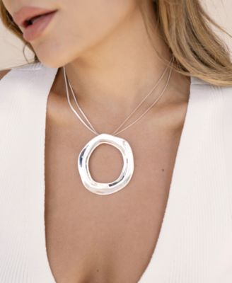 Plated Open Circle Statement Necklace