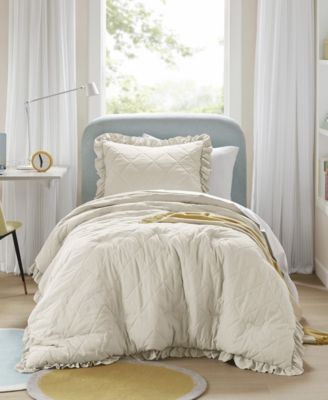 Phoebe Diamond Quilted Ruffle Edge 2-Pc. Comforter Set, Twin/Twin XL