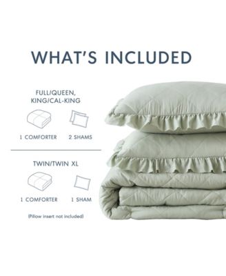 Phoebe Diamond Quilted Ruffle Edge 2-Pc. Comforter Set, Twin/Twin XL