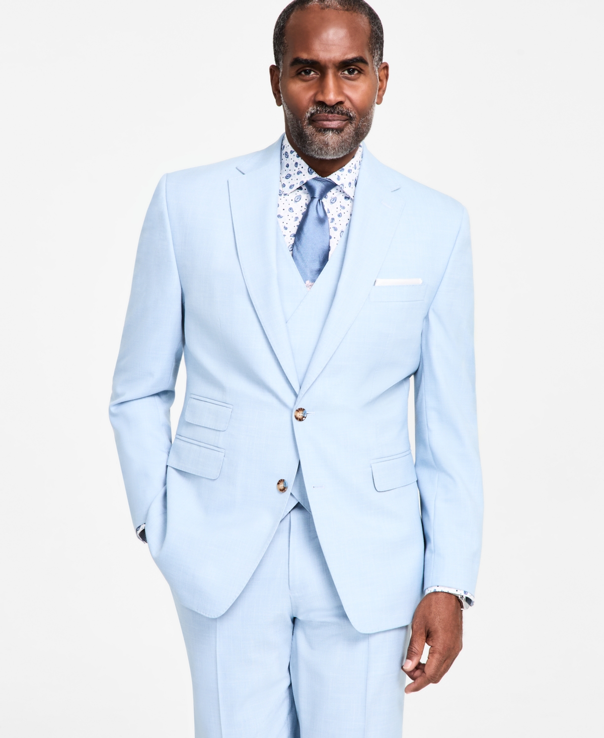 Tayion Collection Men's Regular-fit Suit Jacket In Light Blue
