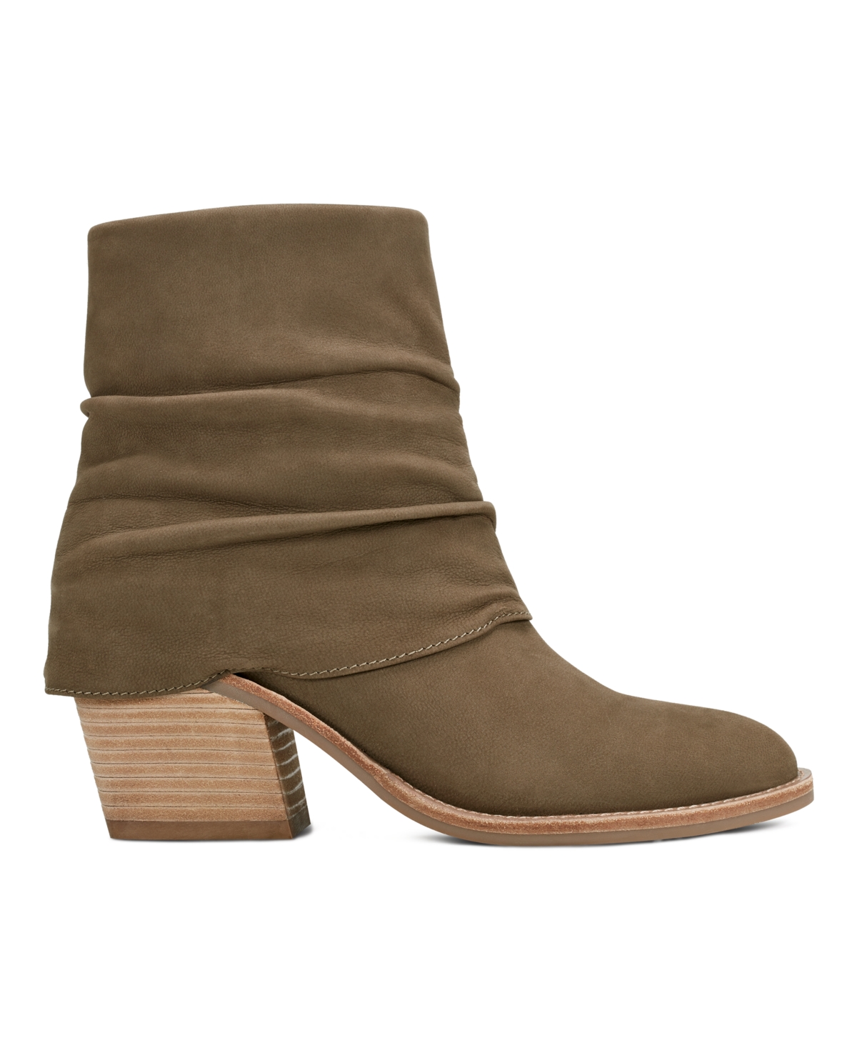 Shop Earth Women's Savvy Ruched Block Heel Boots In Olive Leather