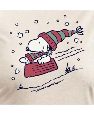Plus Size Peanuts Sledding Graphic Pullover T-shirt