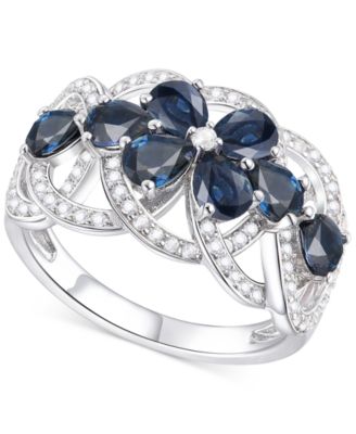 Emerald (2-1/4 ct. t.w.) & Diamond (1/4 ct. t.w.) Flower Openwork Ring in 14k Gold (Also in Ruby & Sapphire)