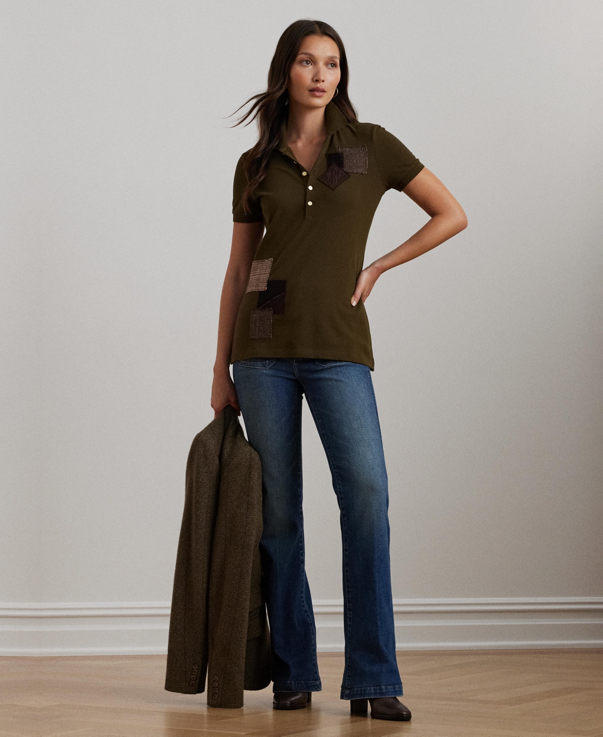 Lauren Ralph Lauren Women's Patchwork Pique Polo Shirt, Regular & Petite