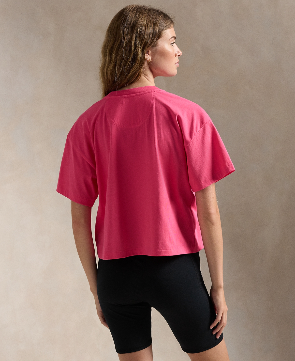 Polo Ralph Lauren UnisexPony Cotton Jersey Cropped Tee - Pink