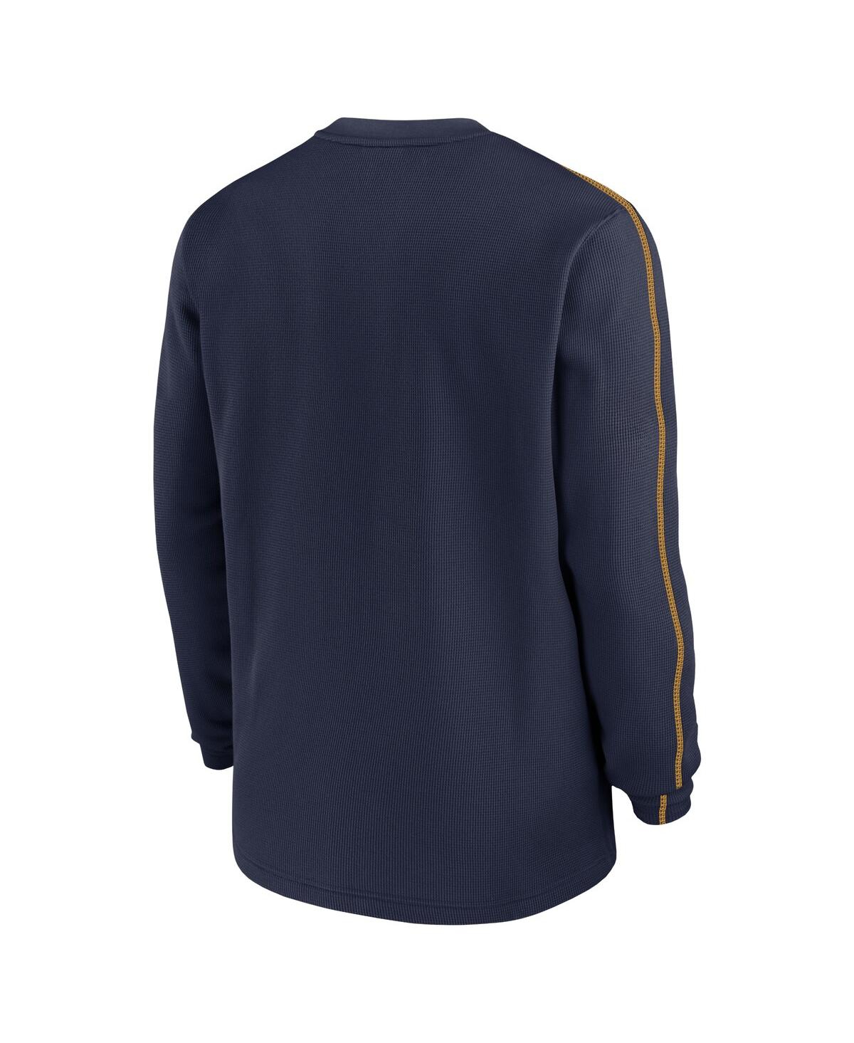 Nike Men'sWest Virginia Mountaineers 2024 Sideline Coaches Long Sleeve Top - Navy, Gold