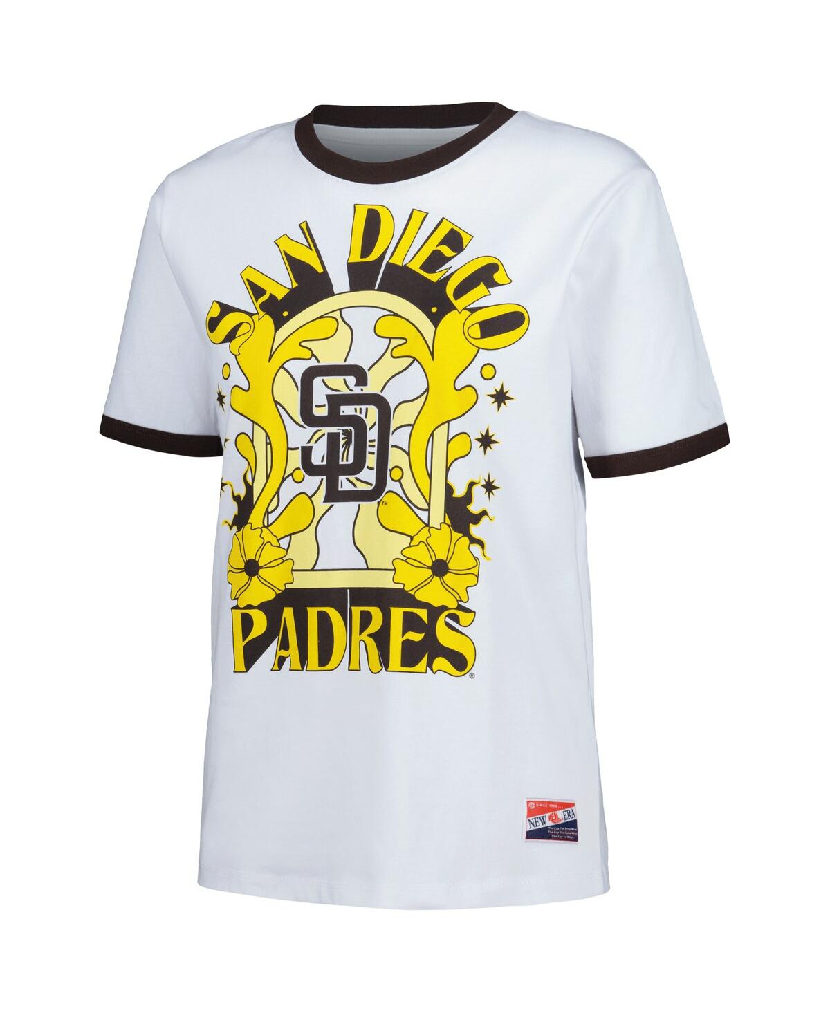NEW ERA WOMEN'S WHITE SAN DIEGO PADRES OVERSIZED RINGER T-SHIRT 