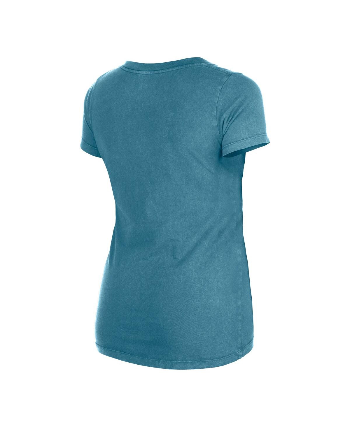 NEW ERA WOMEN'S AQUA MIAMI DOLPHINS ENZYME WASH LOW V-NECK T-SHIRT 