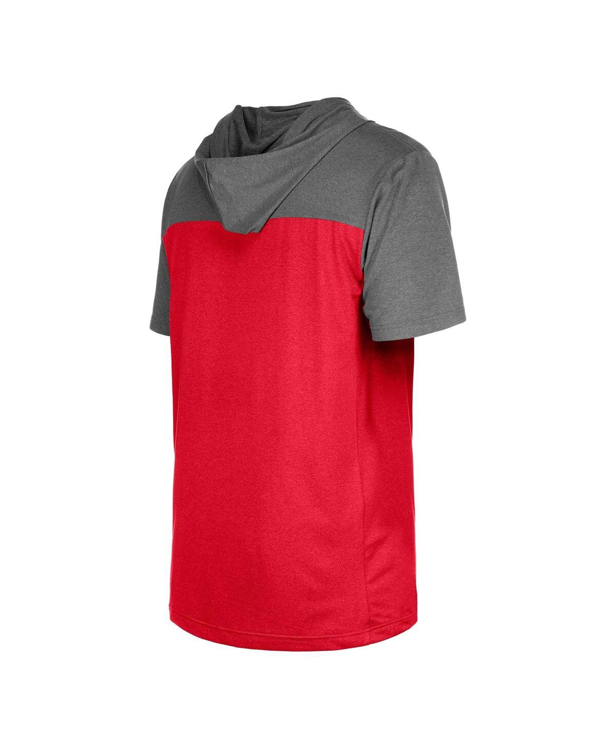 NEW ERA MEN'S RED TEXAS RANGERS ACTIVE BRUSHED HOODIE T-SHIRT 